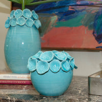 Cachepot with Petals, Turquoise