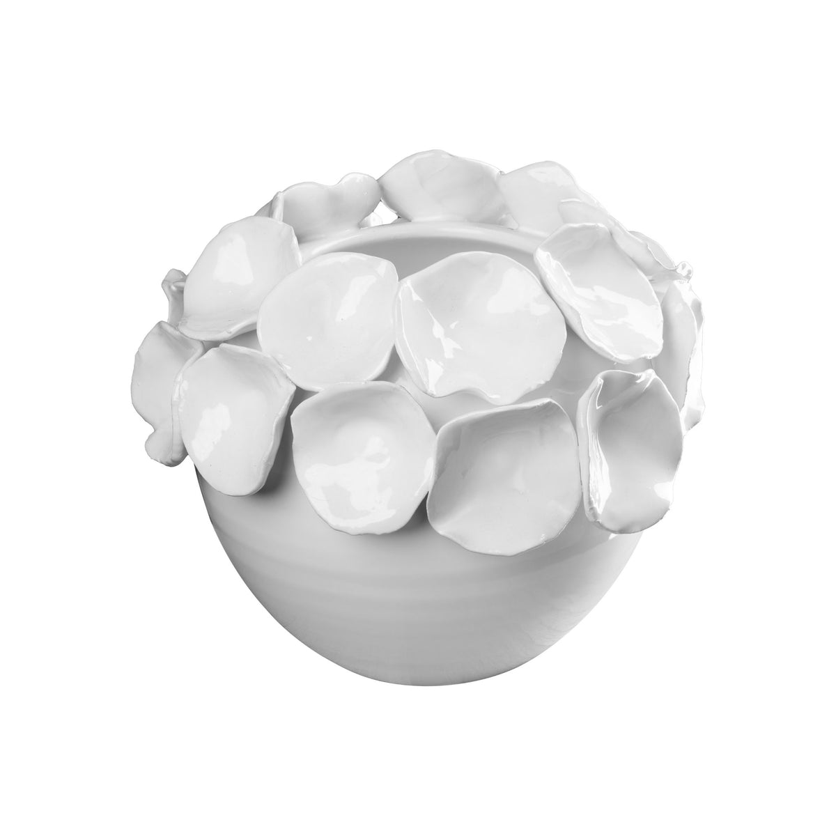 Cachepot with Petals, White