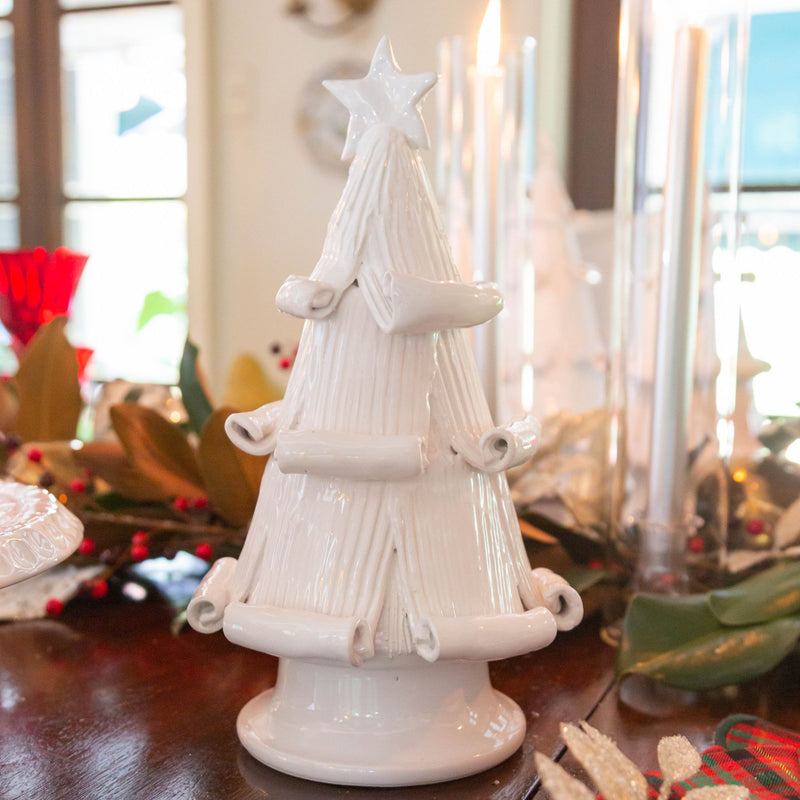 White Christmas Tree with Curled Branches, Large