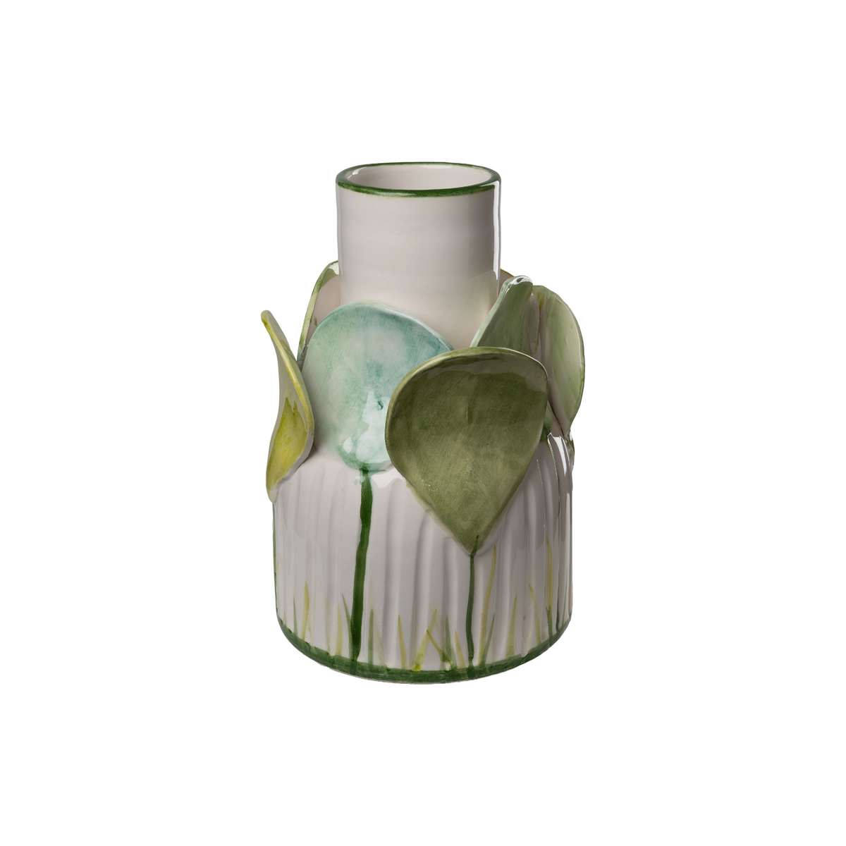 Vase with petals, pastel green
