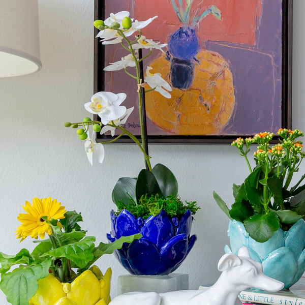 Cobalt Artichoke Cachepot