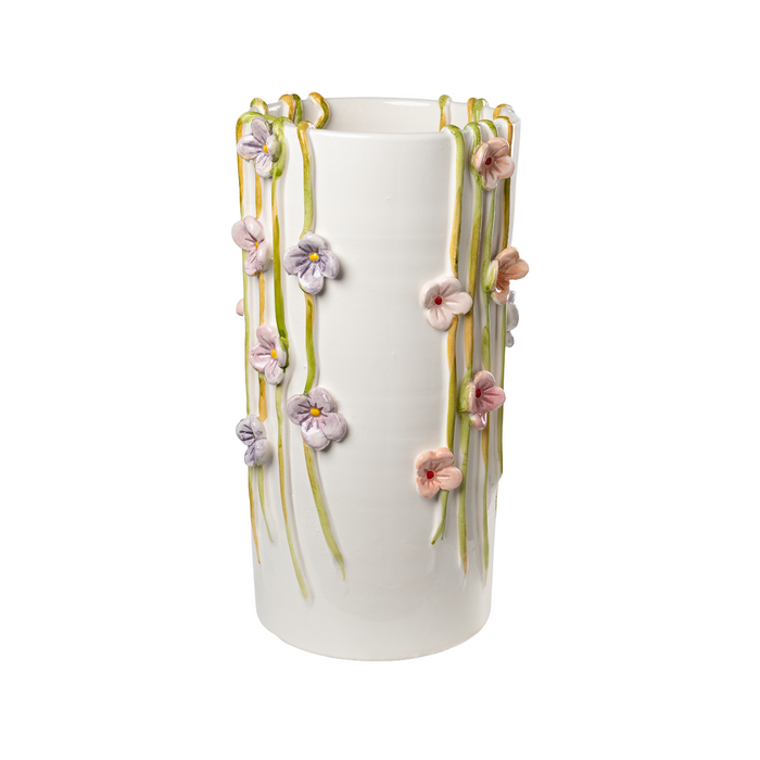 Colorful Vase with Painted Wildflowers