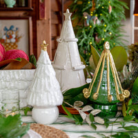 Green Christmas Tree with Gold Curl Accents