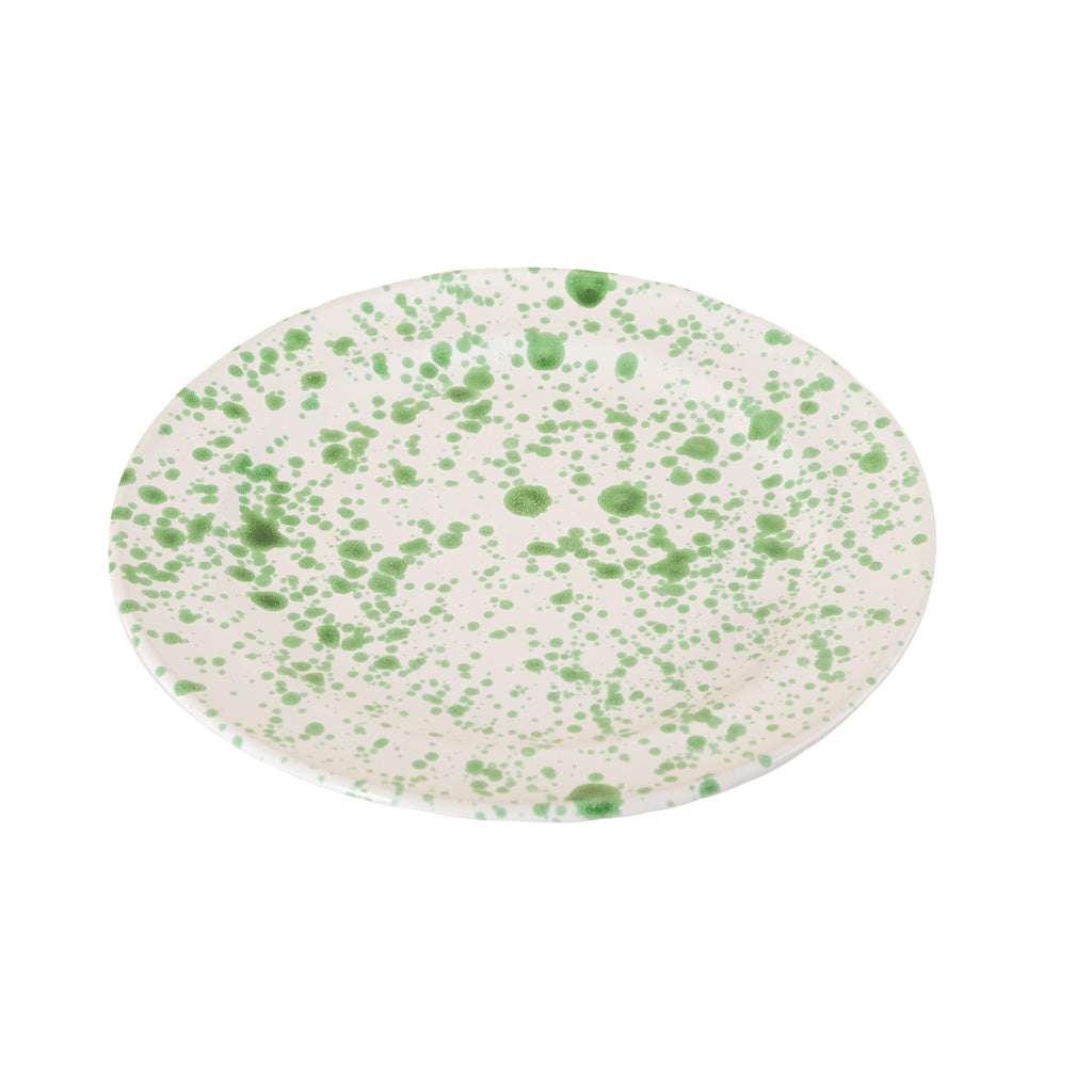 Taverna Speckled Dinner Plate, Green/White, Set of 4