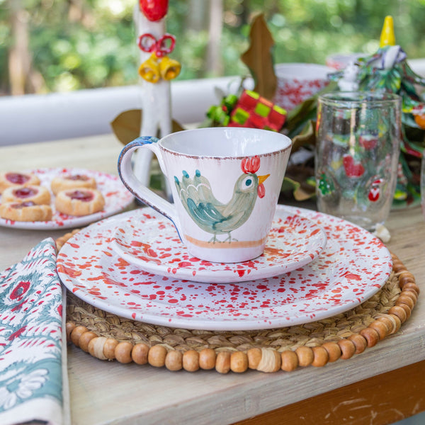 Taverna Speckled Dessert Plate, Red/White, Set of 4