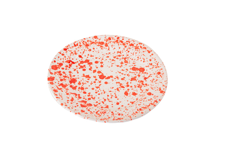Taverna Speckled Dinner Plate, Red/White, Set of 4