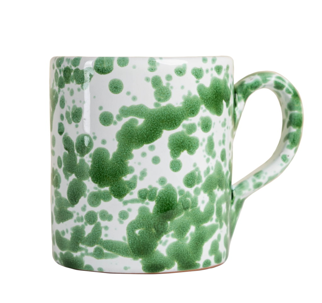 Taverna Speckled Mug, Green / White, Set of 4