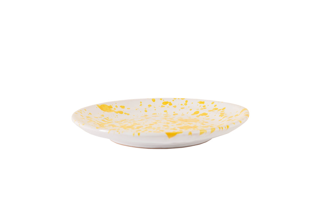 Taverna Speckled Dessert Plate, Yellow/White, Set of 4