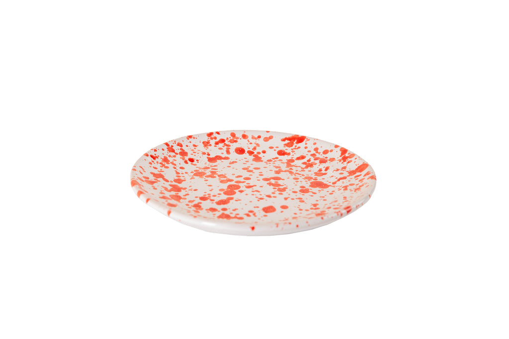 Taverna Speckled Dessert Plate, Red/White, Set of 4