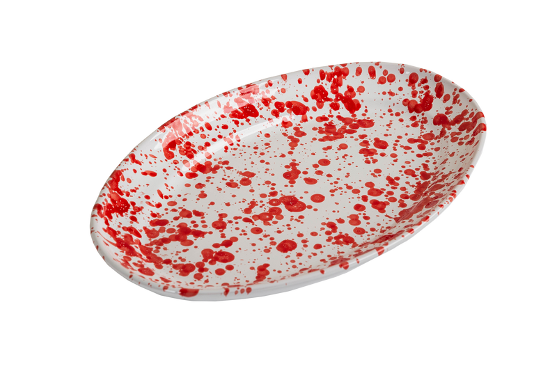 Taverna Speckled Oval Platter, Red/White