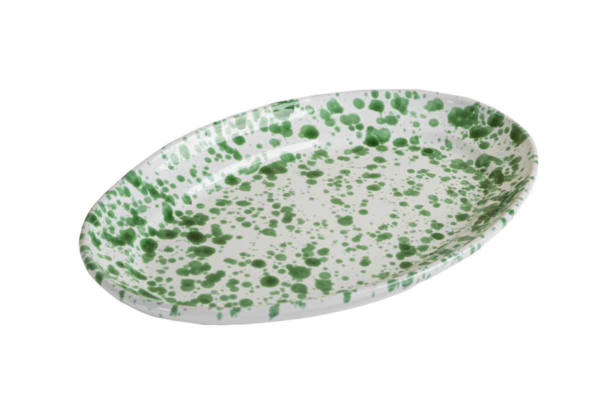 Taverna Speckled Oval Platter, Green/White