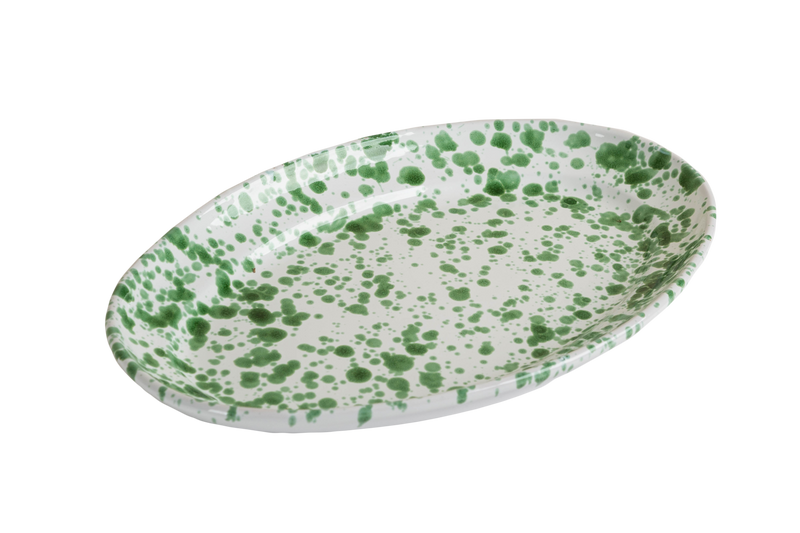 Taverna Speckled Oval Platter, Green/White