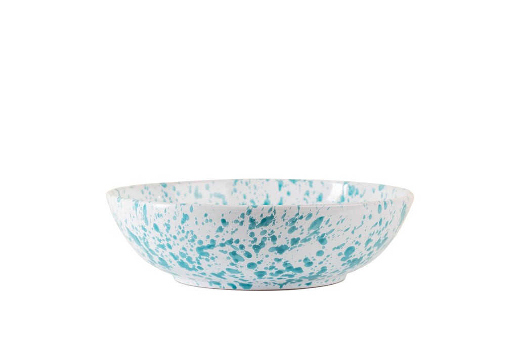 Taverna Speckled Serving Bowl, Turquoise/White