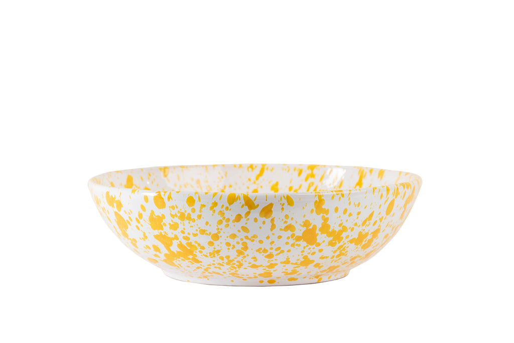 Taverna Speckled Serving Bowl, Yellow/White