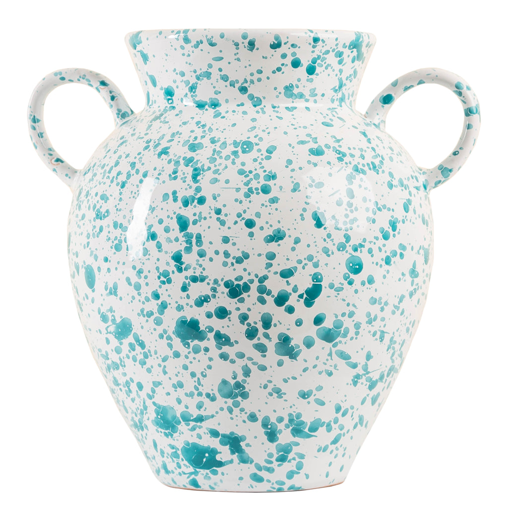 Taverna Speckled Two Handled Jug, Turquoise/White