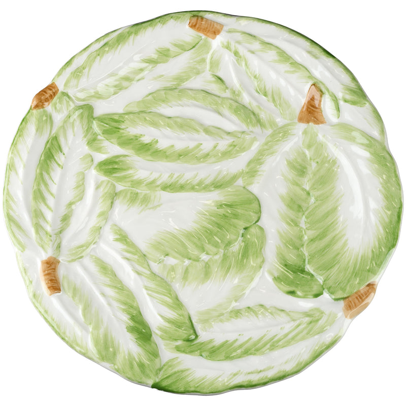 Compagnia Dinner Plate, Green Leaves w/ Bamboo, Small, Set of 4