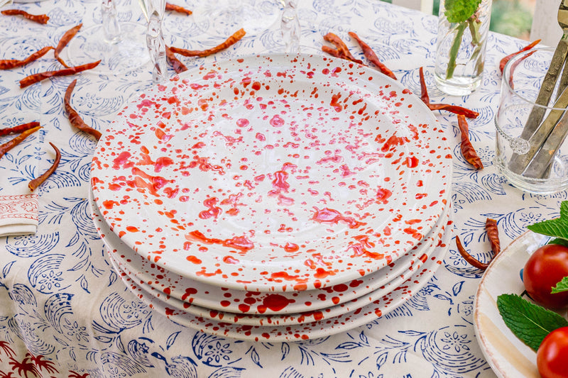 Taverna Speckled Dinner Plate, Red/White, Set of 4