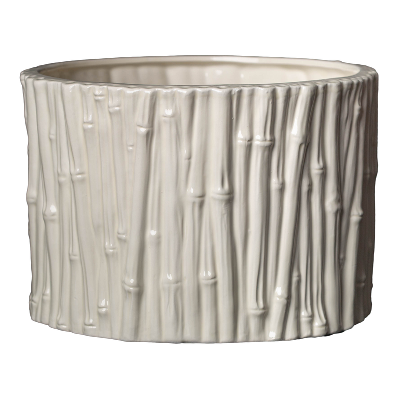 Large Bamboo Cachepot, Ivory