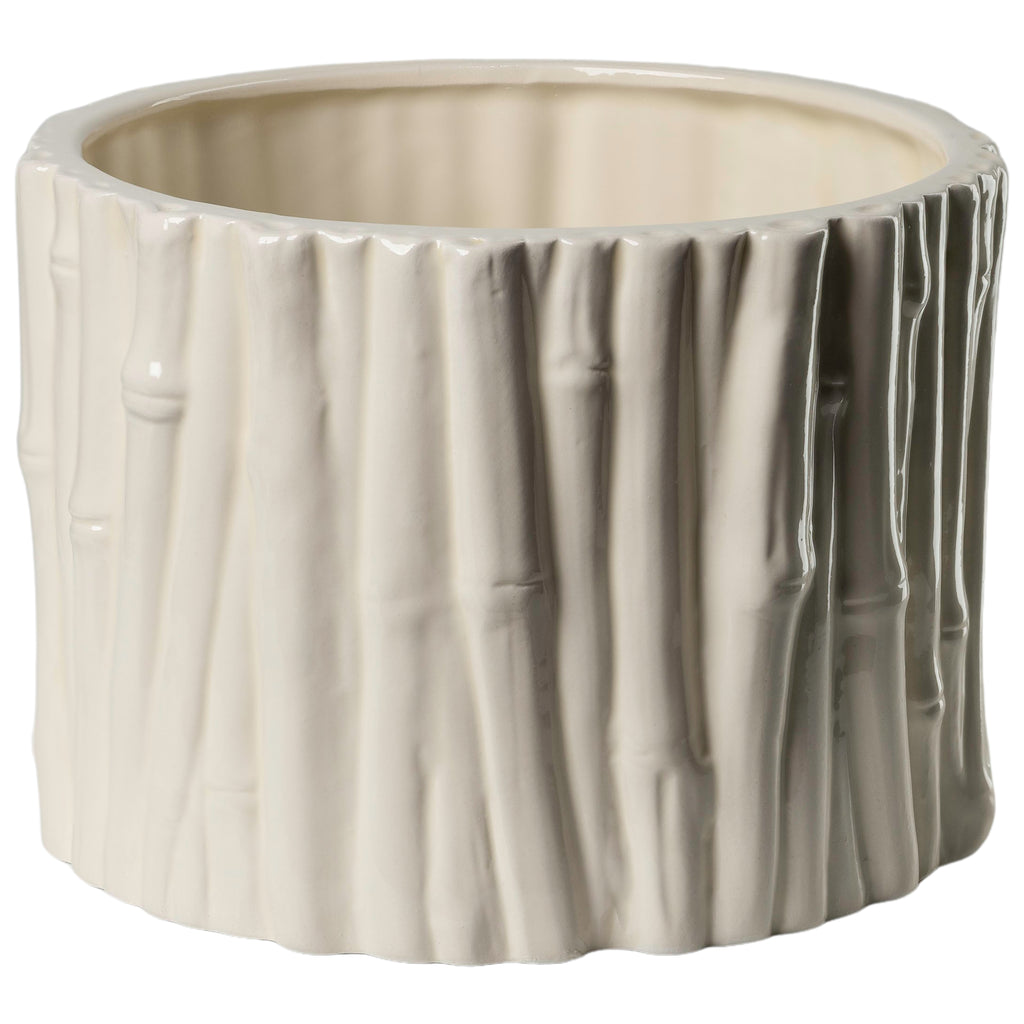 Medium Bamboo Cachepot, Ivory