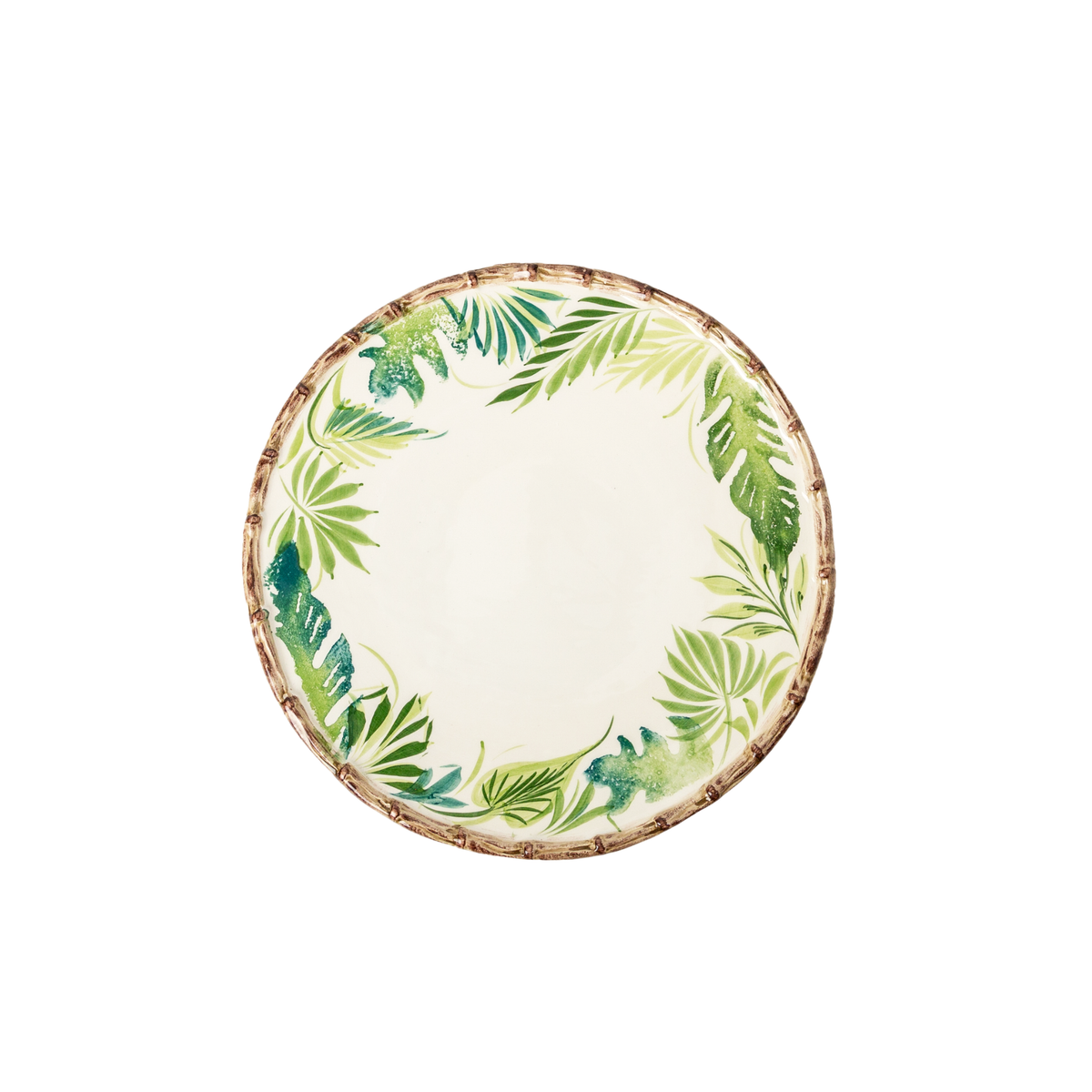 Compagnia Dinner Plate, Green Leaves w/ Bamboo, Large, Set of 4