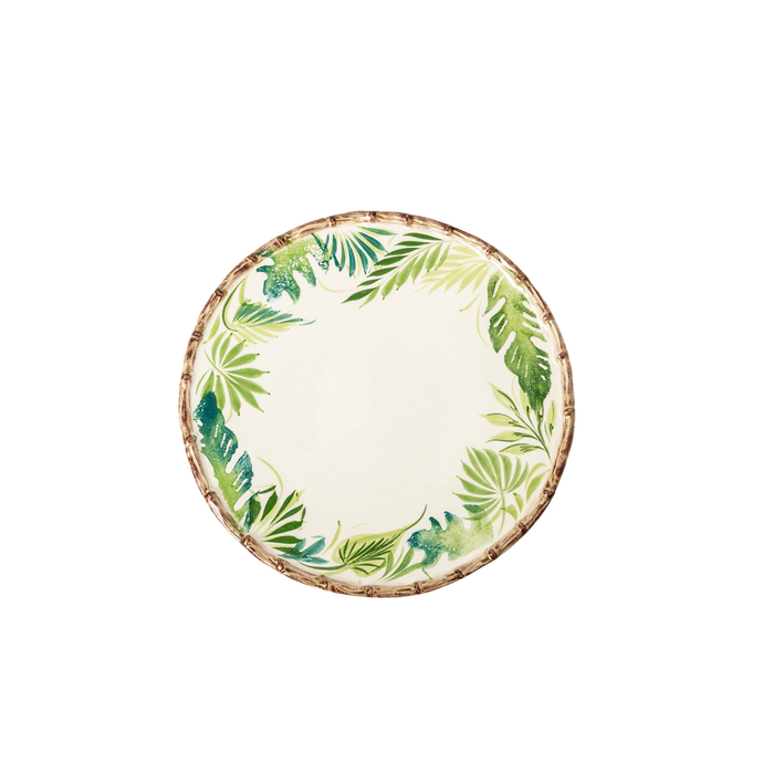 Compagnia Dessert Plate, Green Leaves w/ Bamboo, Small, Set of 4
