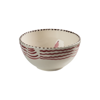 Casa Nuno Bowl, Pink with Flowers & Waves, Set of 2