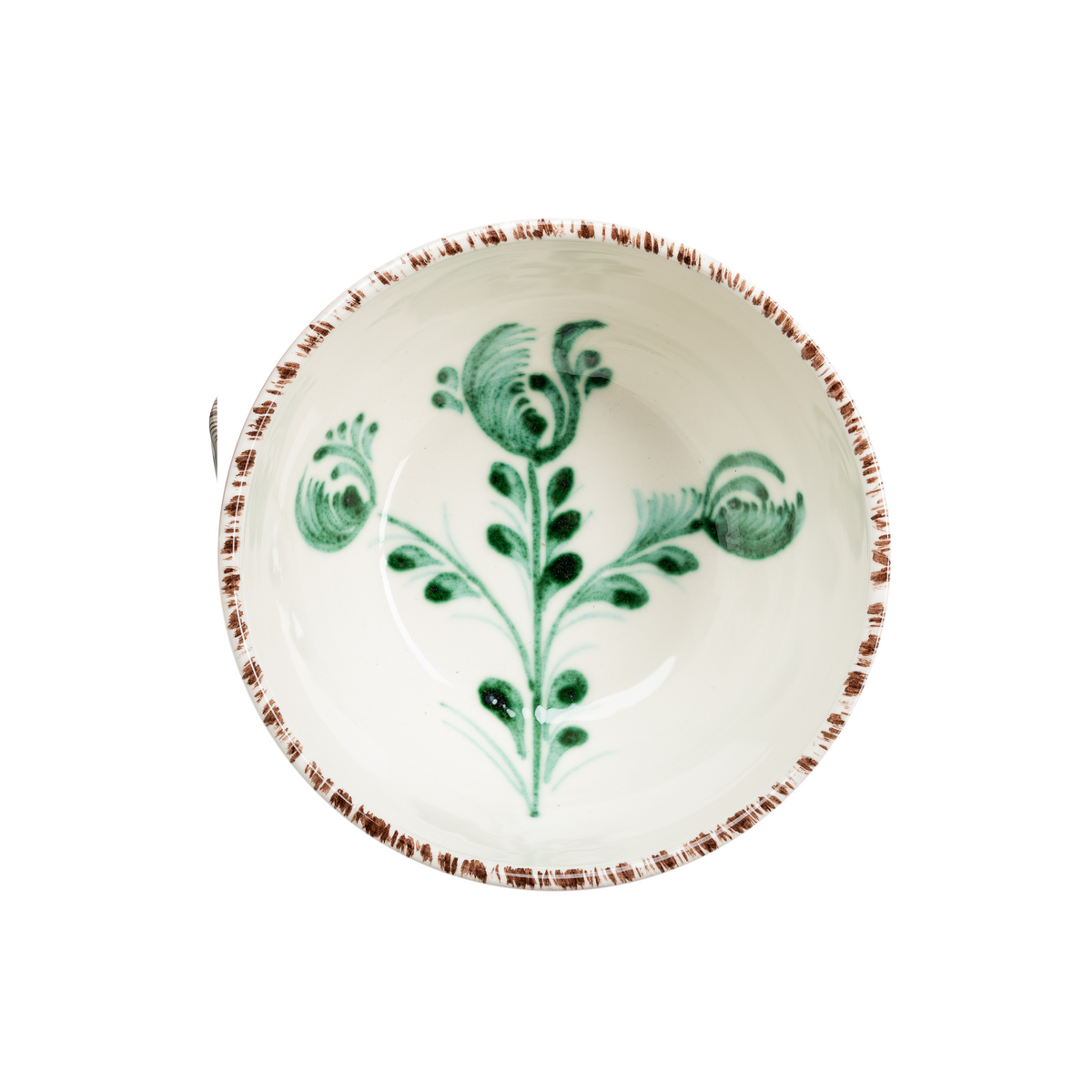 Casa Nuno Bowl, Green with 3 Flowers, Set of 2