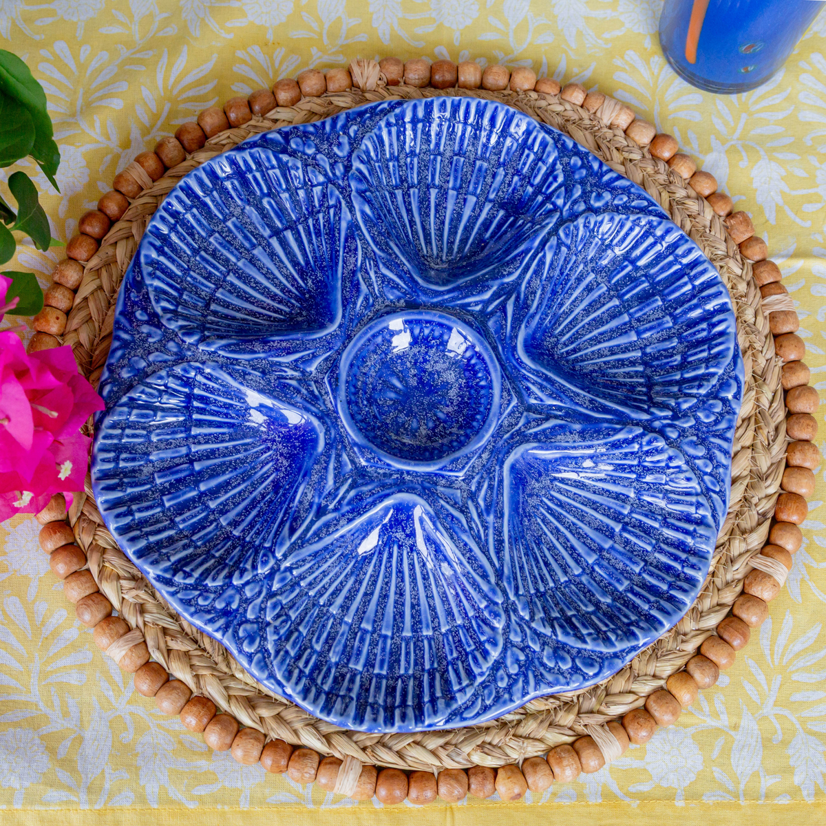 NOLA Oyster Plate, Cobalt, Set of 2