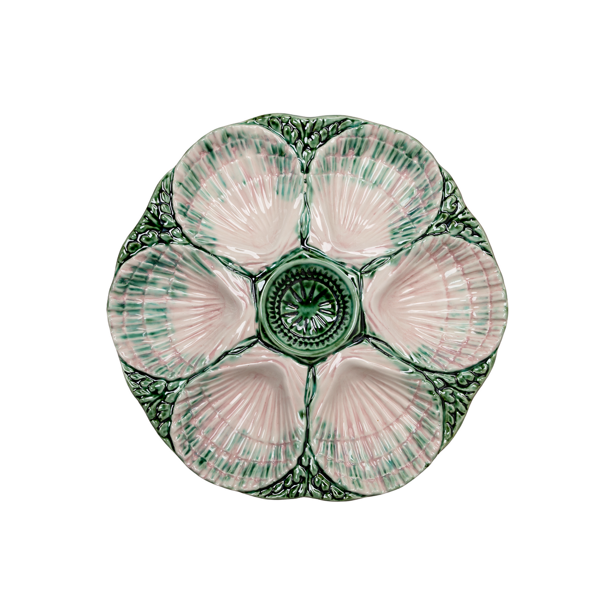 NOLA Oyster Plate, Pink & Green, Set of 2