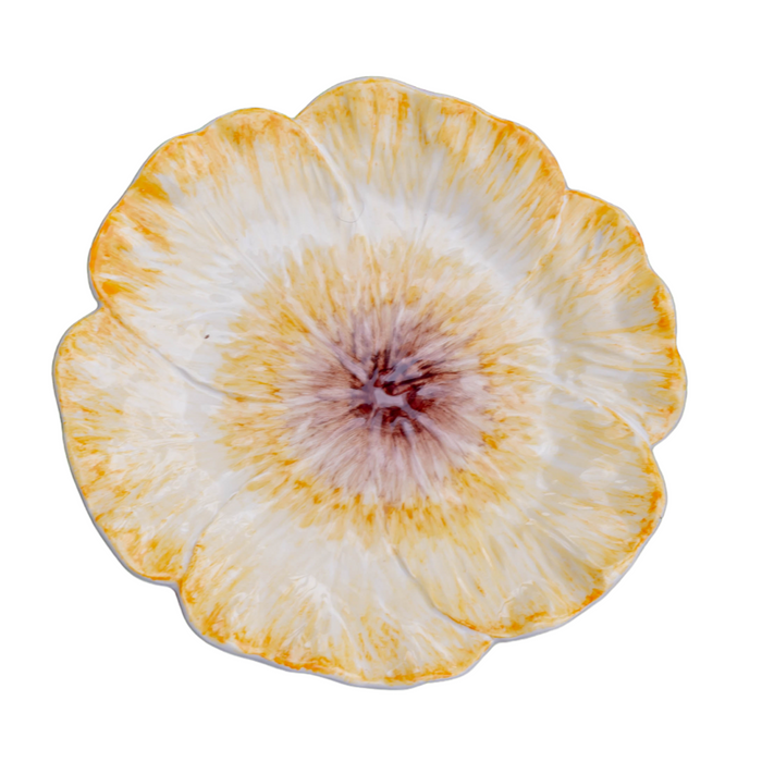 Elisabetta Flower Dinner Plate, Yellow, Set of 2