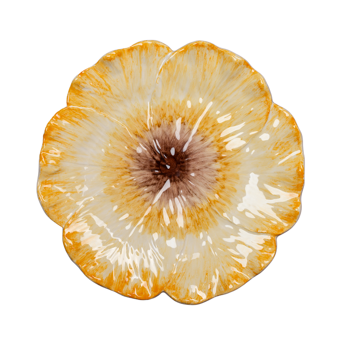 Elisabetta Flower Dinner Plate, Yellow, Set of 2