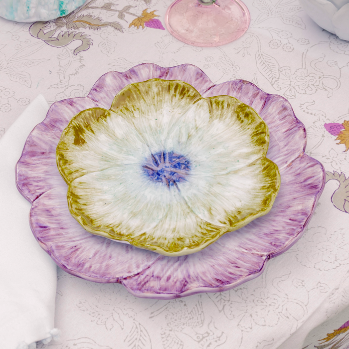 Elisabetta Flower Dinner Plate, Green, Set of 2