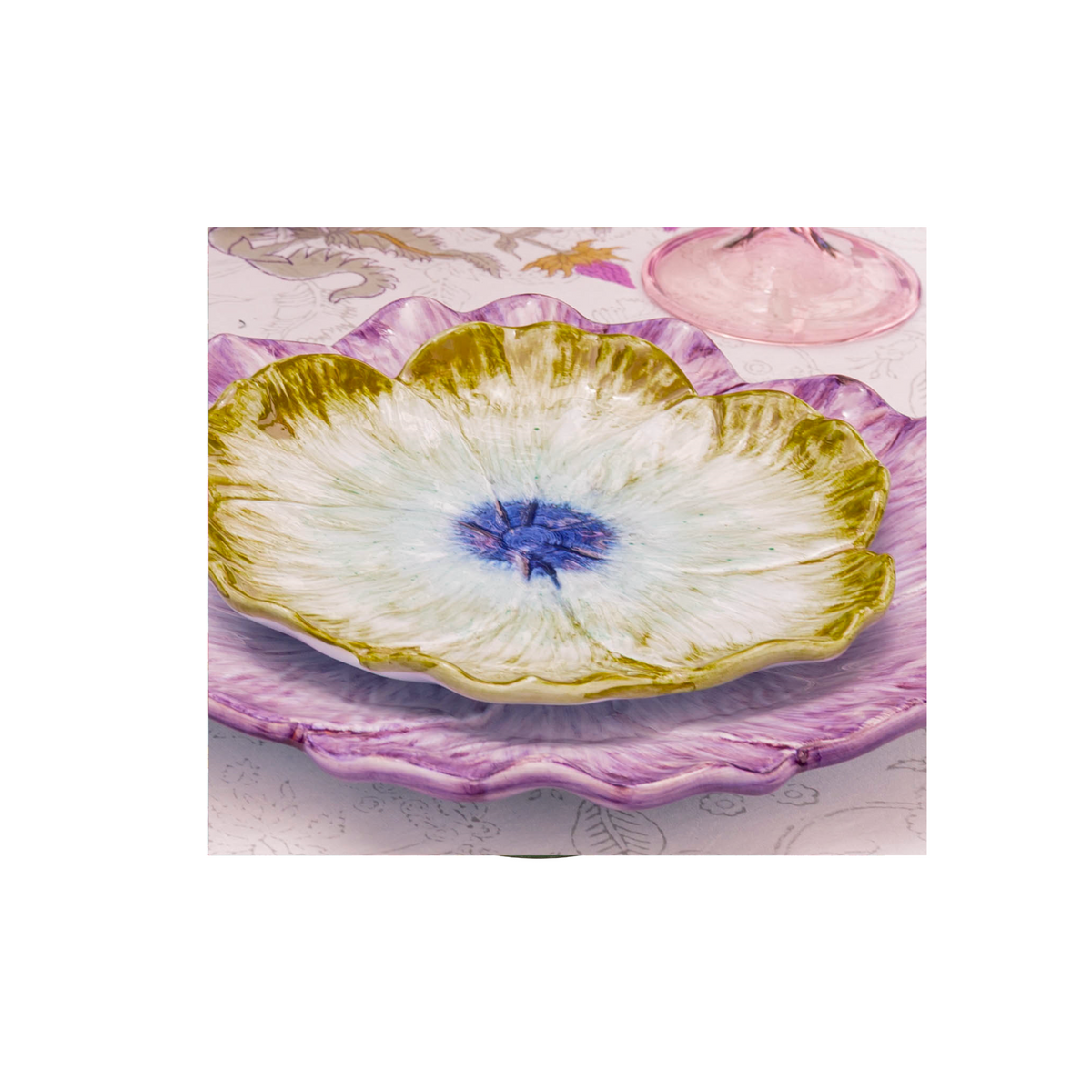 Flower Dinner Plate, Green