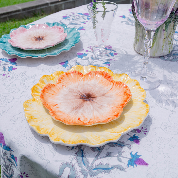 Elisabetta Flower Dessert Plate, Orange, Set of 2