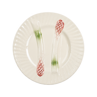 Asparagus Plate, White w/ Green and Pink Details, Set of 2