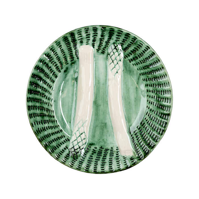 Asparagus Plate, Green w/ White, Set of 2