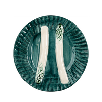 Asparagus Plate, Turquoise w/ White, Set of 2