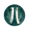 Asparagus Plate, Turquoise w/ White, Set of 2