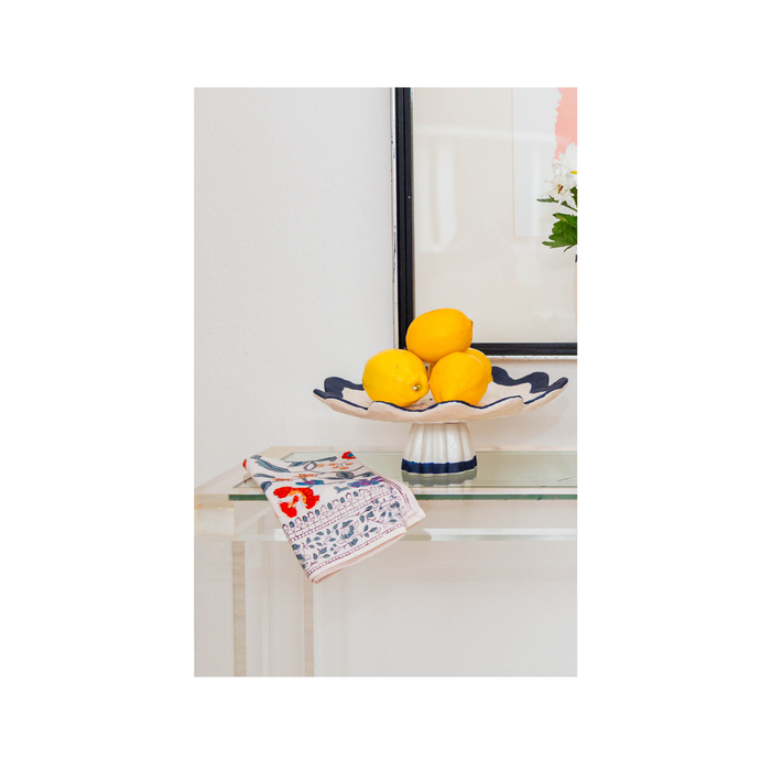 Rickrack Cake Plate, Blue & White