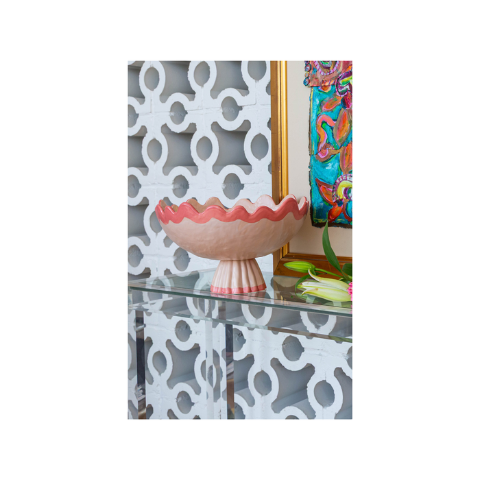 Rickrack Footed Bowl, Pink & Red