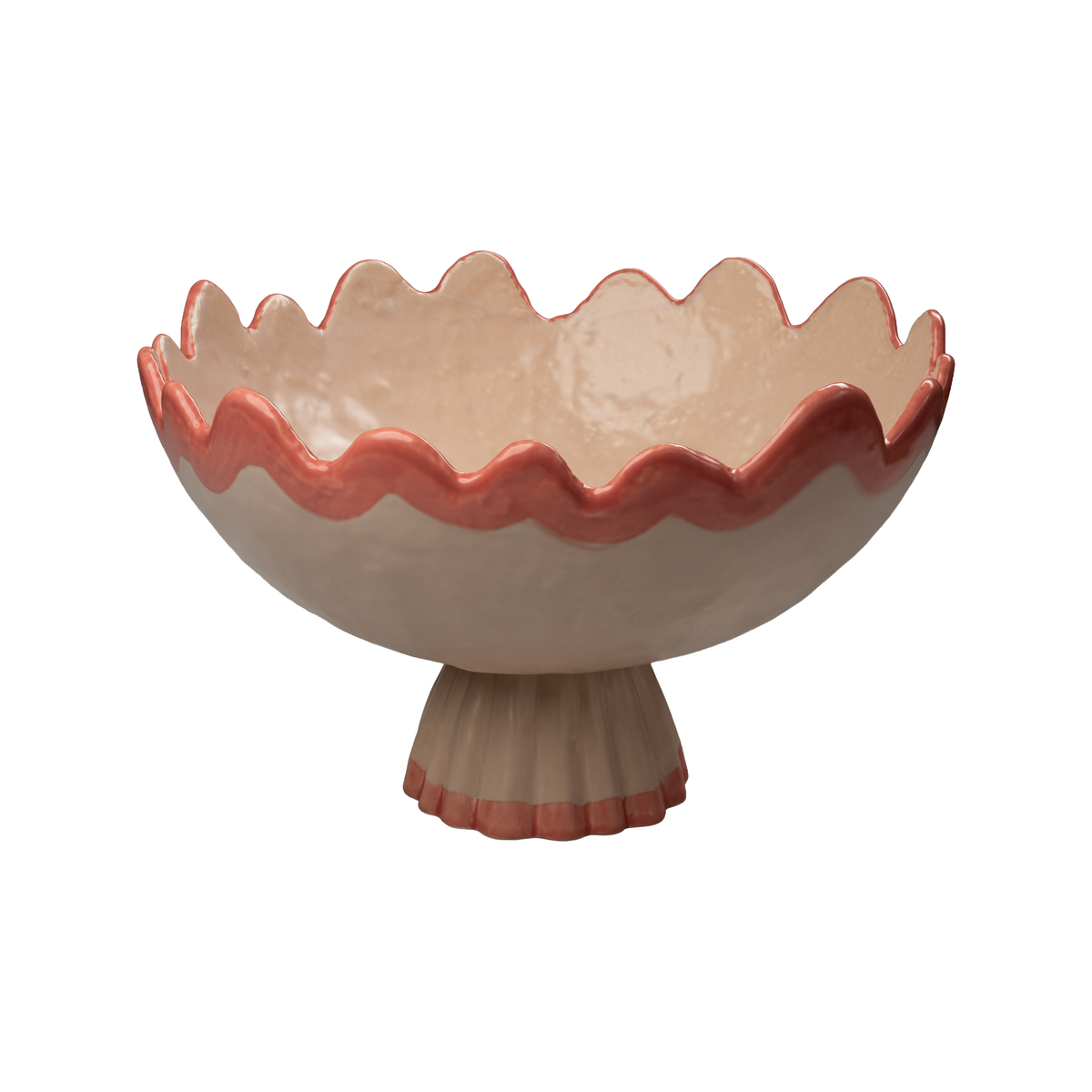 Rickrack Footed Bowl, Pink & Red