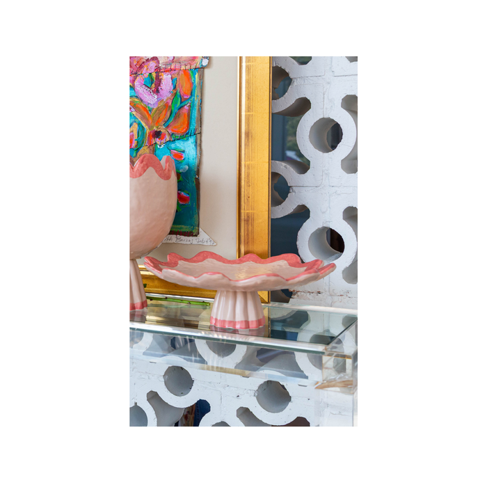 Rickrack Cake Plate, Pink & Red