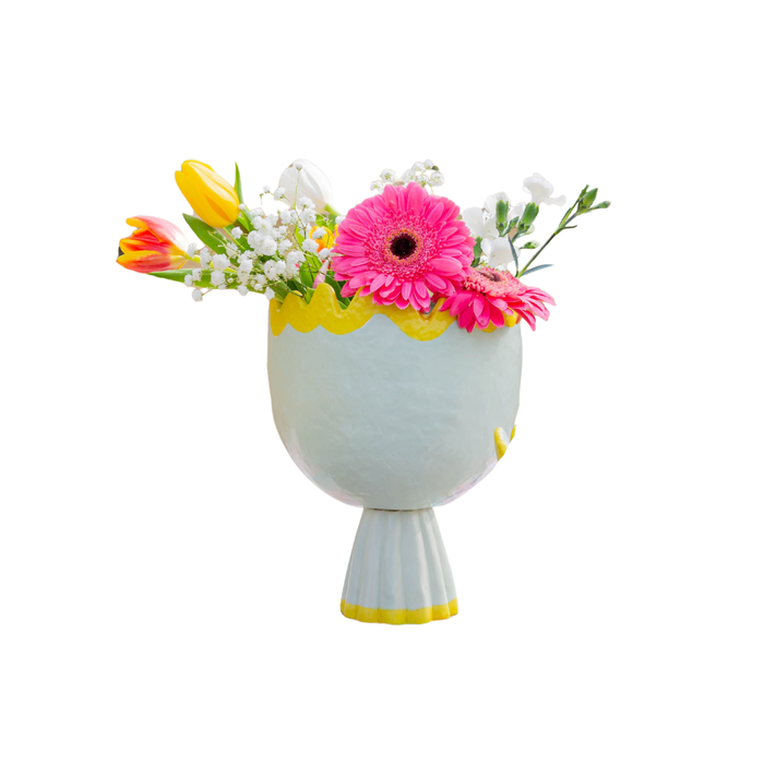 Rickrack Small Cachepot, Jade & Yellow