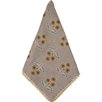 Gray with Yellow & Blue Flowers Napkin with Floral Lace Edge, Set of 8