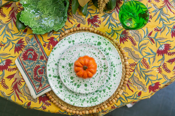 Taverna Speckled Dinner Plate, Green/White, Set of 4