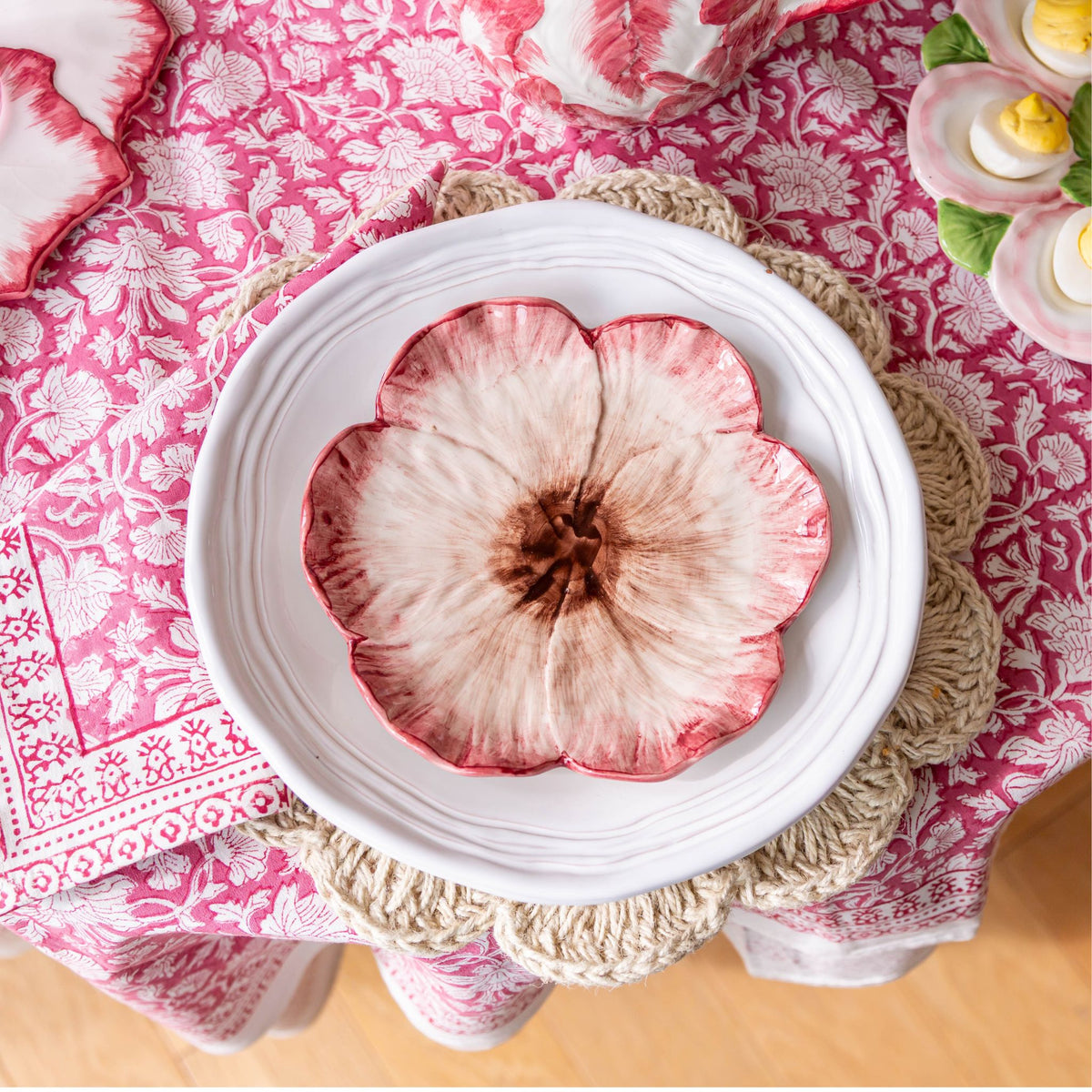 Cotswolds Jute Placemat, With Scalloped Ivory Edge, Set of 4