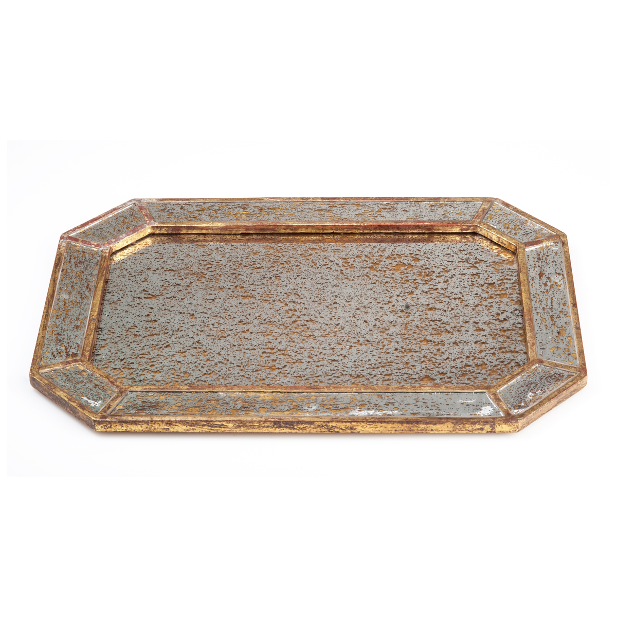Mirrored Tray with Gold Finish