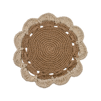 Cotswolds Jute Placemat, With Scalloped Ivory Edge, Set of 4