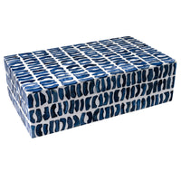 Bone Inlaid Box, Large, Blue and White