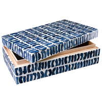 Bone Inlaid Box, Large, Blue and White